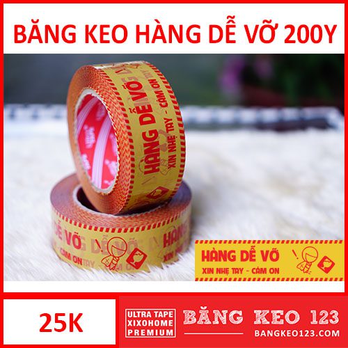 Băng Keo Màu Trong, Đục, Cam, Hàng Dễ Vỡ loại 200 Yard - Ảnh 3